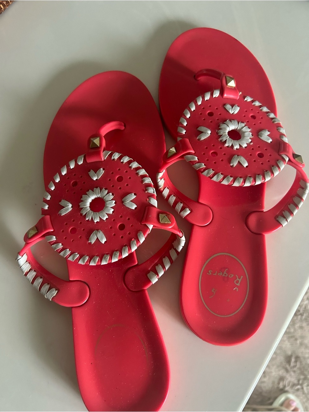 Jack Rogers Hot Pink Sandal with Whitr Accents